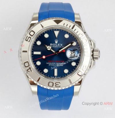 Rolex Yacht Master 40mm Swiss 3235 904L Blue Rubber Watch AAA Replica